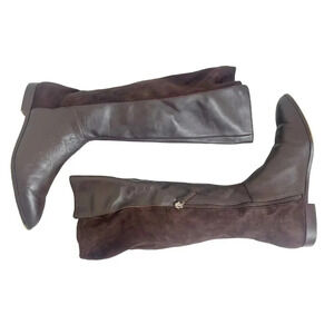 Nine West Brown Leather Faux Suede Knee High Pointed Toe Boots Size 10